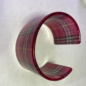 Tartan Print Acrlic Cuff Bracelet
